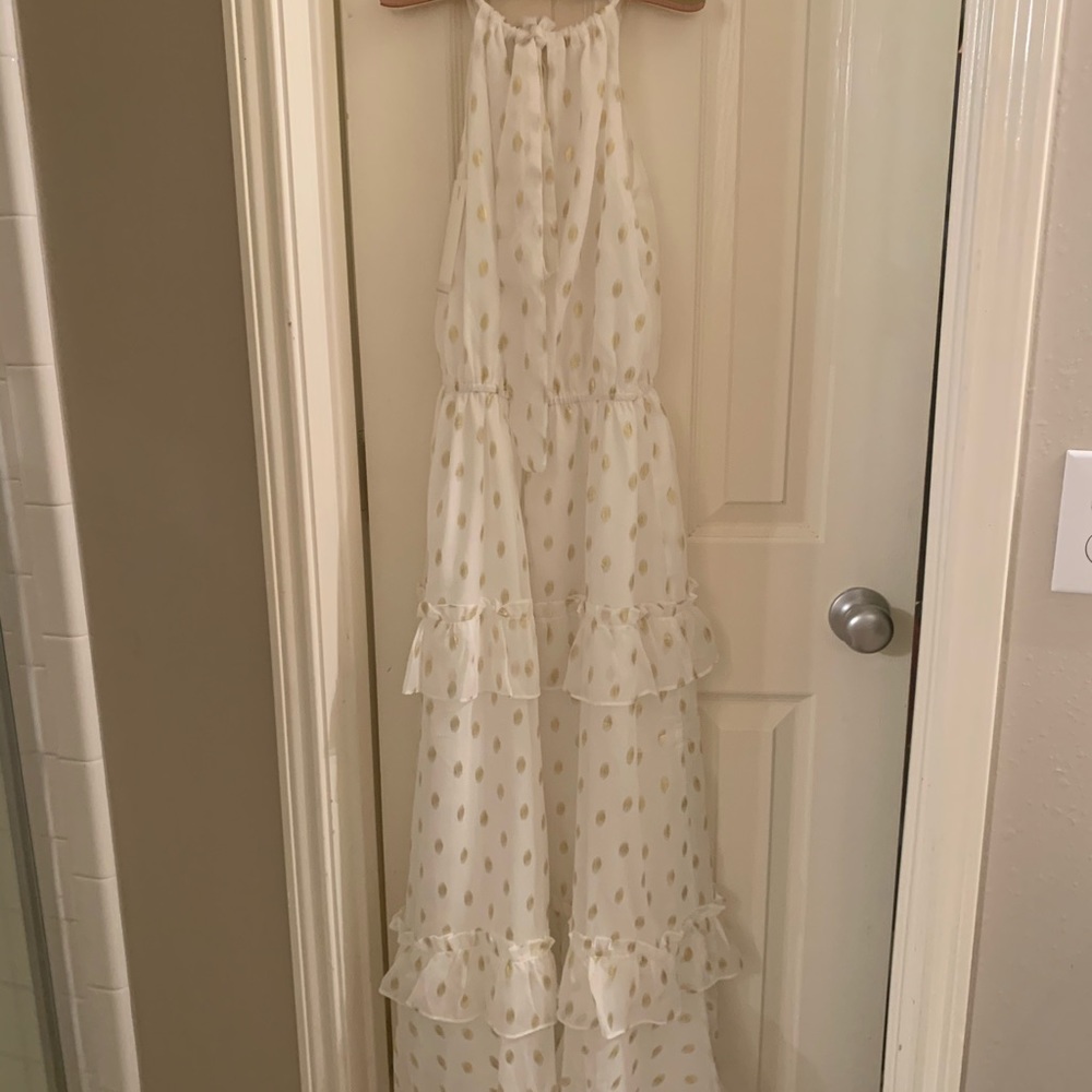 Endless Rose white and gold polka dot dress